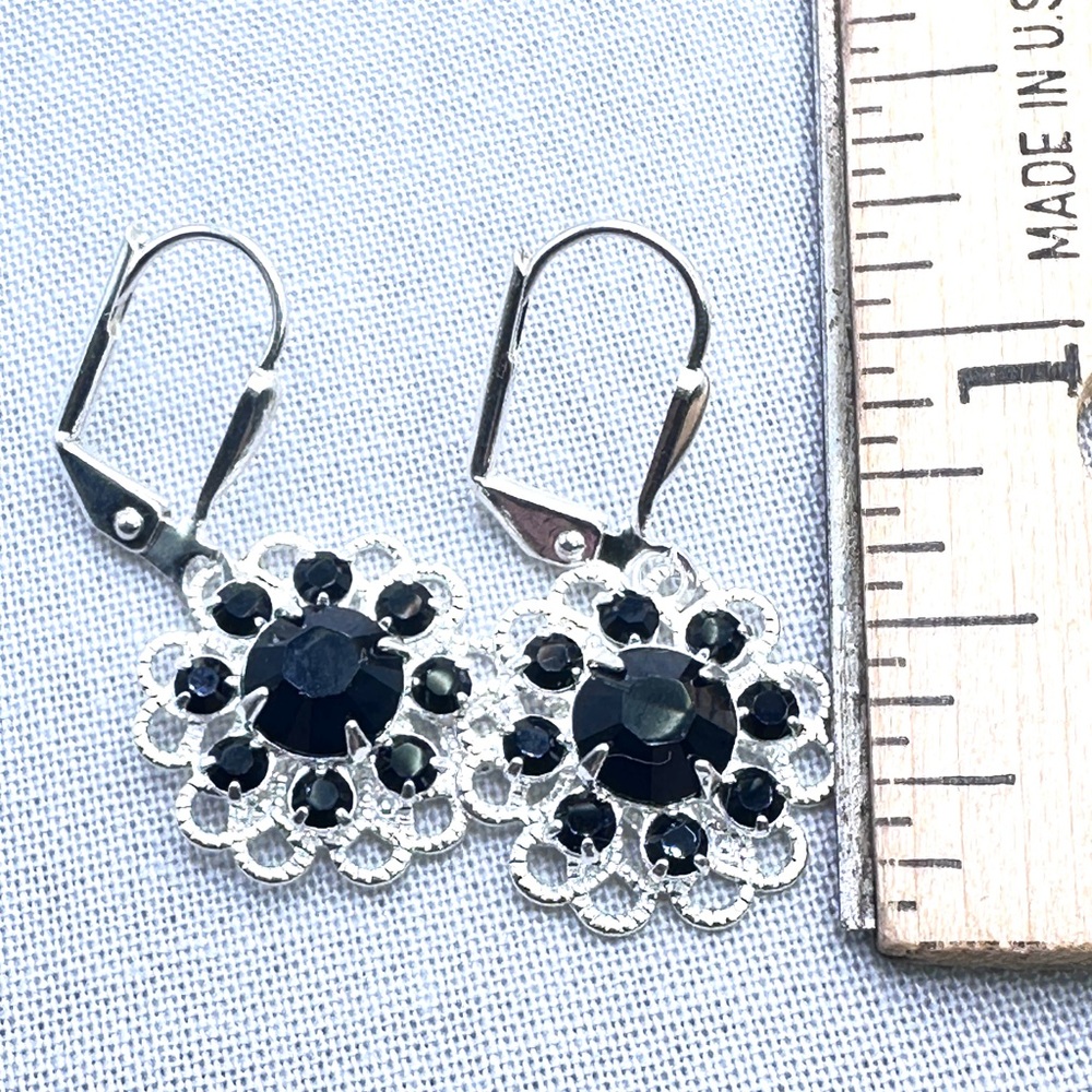 Sterling Silver Earrings. Swarovski Crystal Filigree Earrings